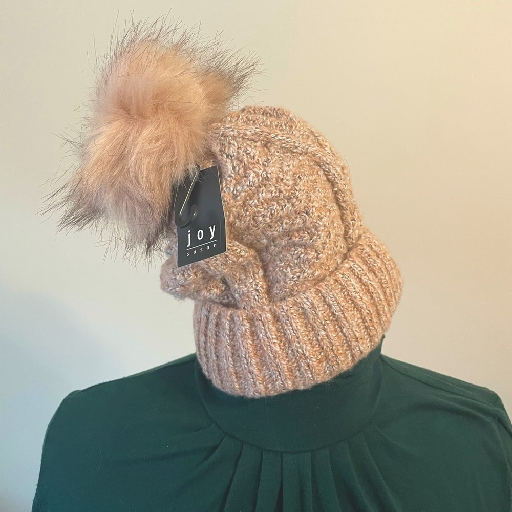Cozy Pink Knit Hat with Fuzzy Interior Lining NWT